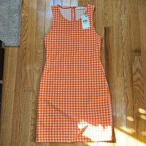 NWT Mango orange check dress, size 6